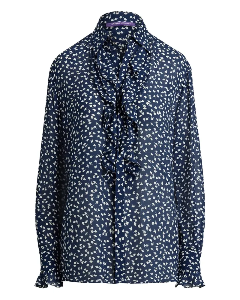Ralph Lauren Geometrisch gemustertes Addison Hemd mit Rüschenbesatz - Blau Blau