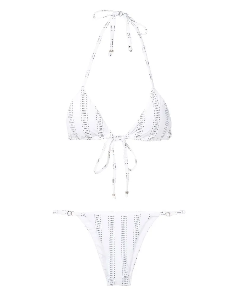 Amir Slama Gestreifter Triangel-Bikini - Weiß Weiß