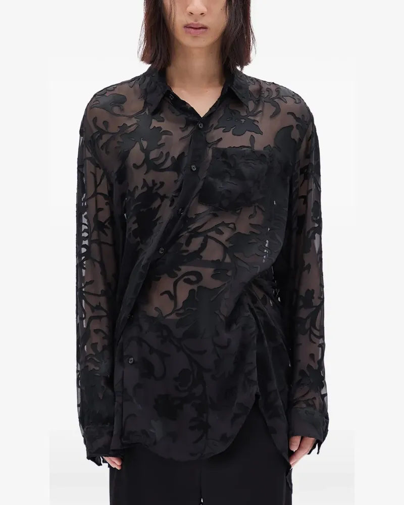 Ann Demeulemeester Mark Hemd mit Blumentasche - Schwarz Schwarz