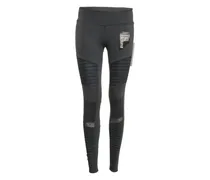 Jersey-Leggings mit Mesh-Einsatz - Schwarz