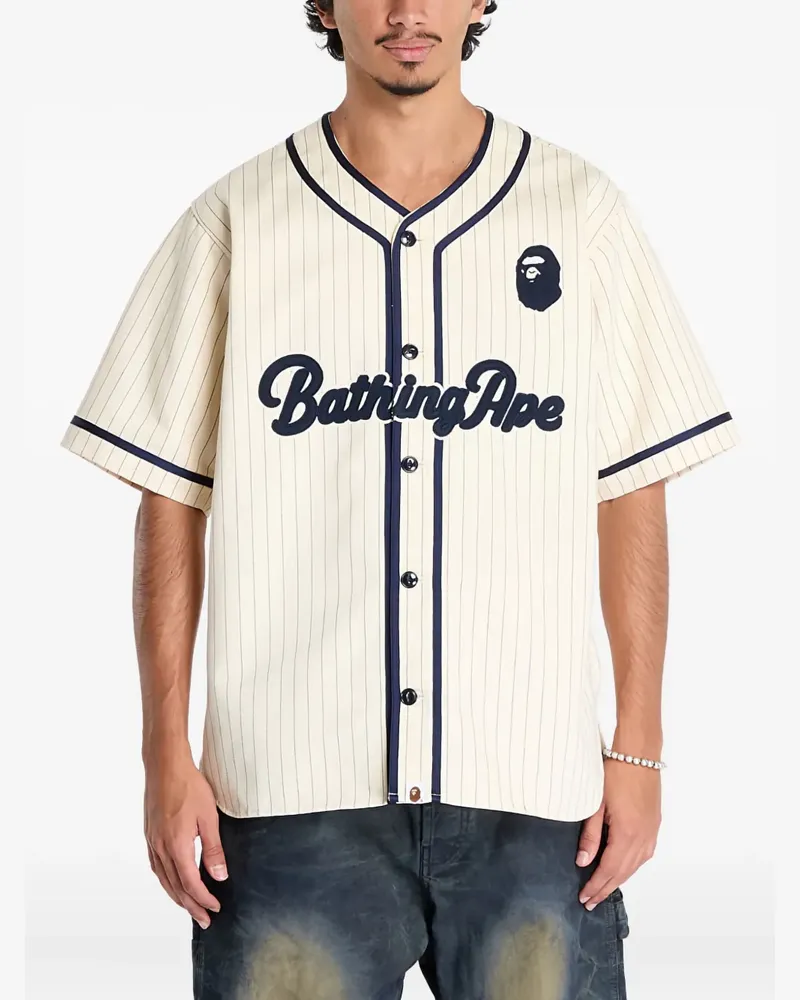 BAPE Baseballhemd mit Nadelstreifen - Nude Nude
