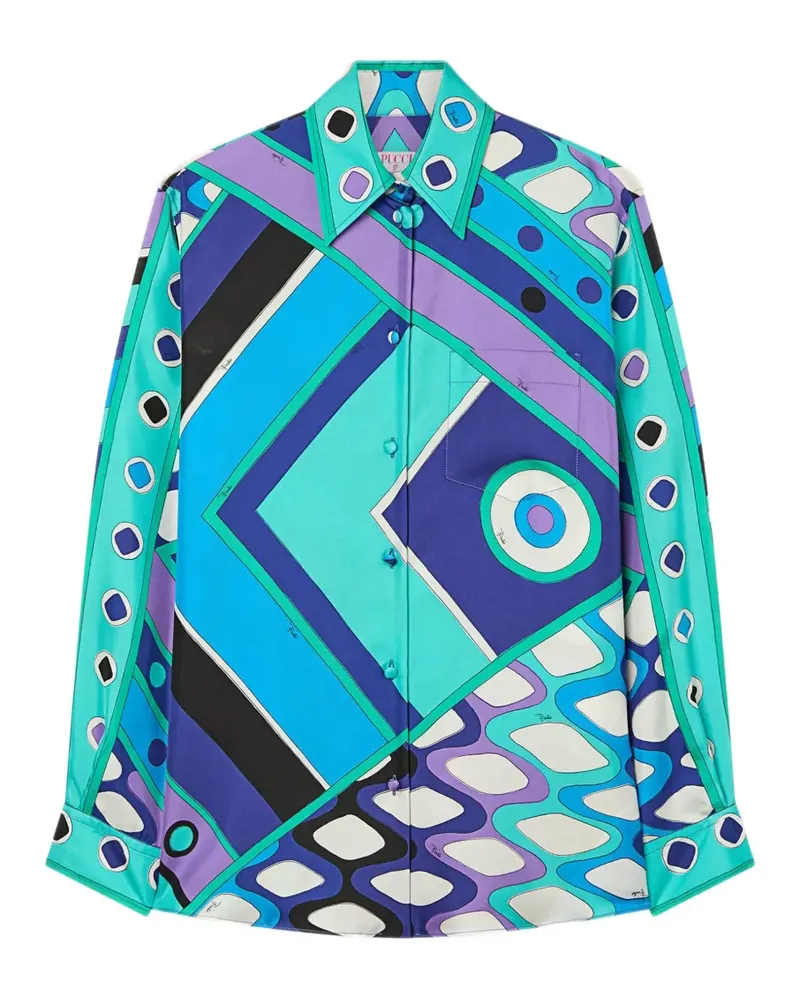 Emilio Pucci Vivara-print silk shirt - Blau Blau