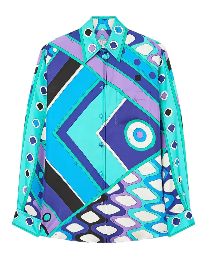 Emilio Pucci Vivara-print silk shirt - Blau Blau