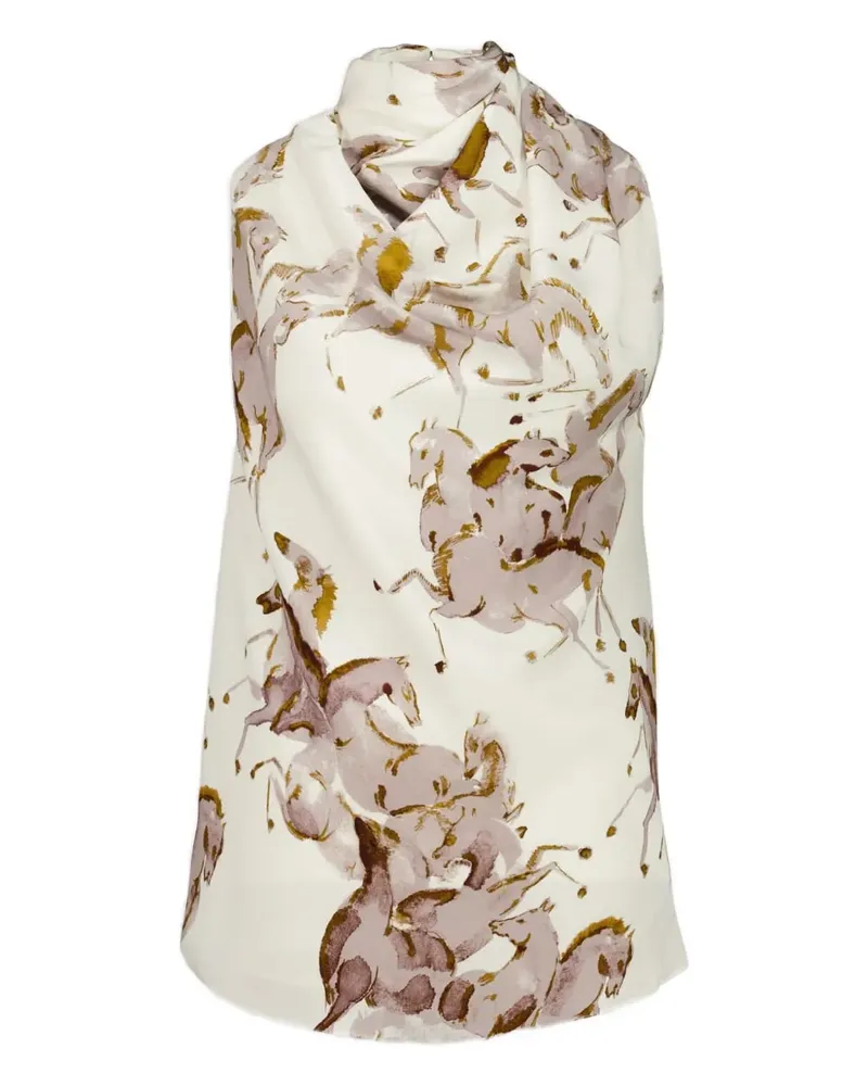 Altuzarra Sleary Oberteil mit Pferde-Print - Weiß Weiß