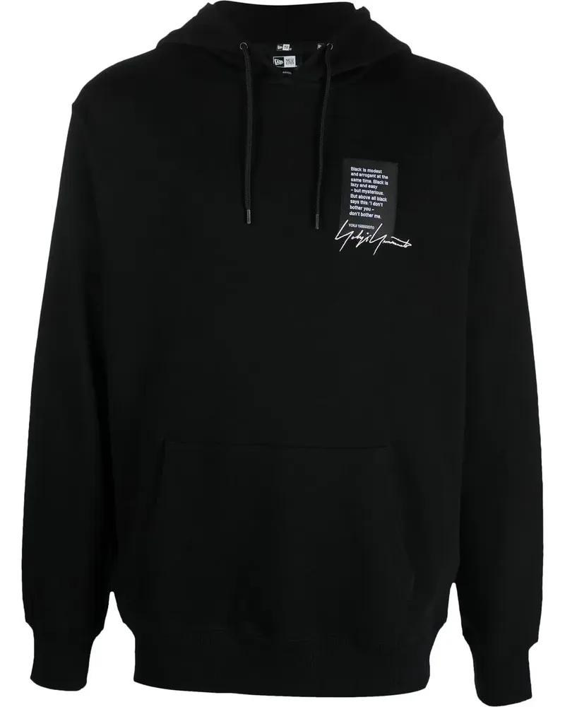 Yohji Yamamoto Hoodie mit Zitat-Patch - Schwarz Schwarz