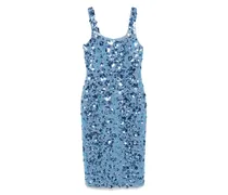 Midikleid mit Blumen-Verzierungen - Blau