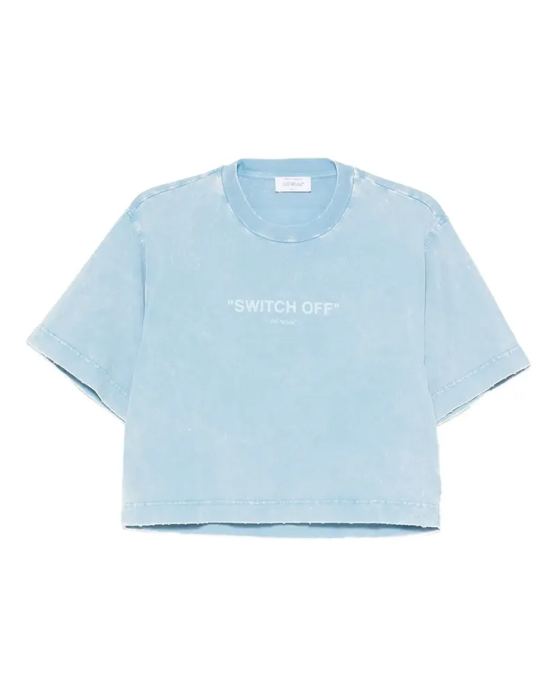 OFF-WHITE Cropped-T-Shirt mit Logo-Print - Blau Blau