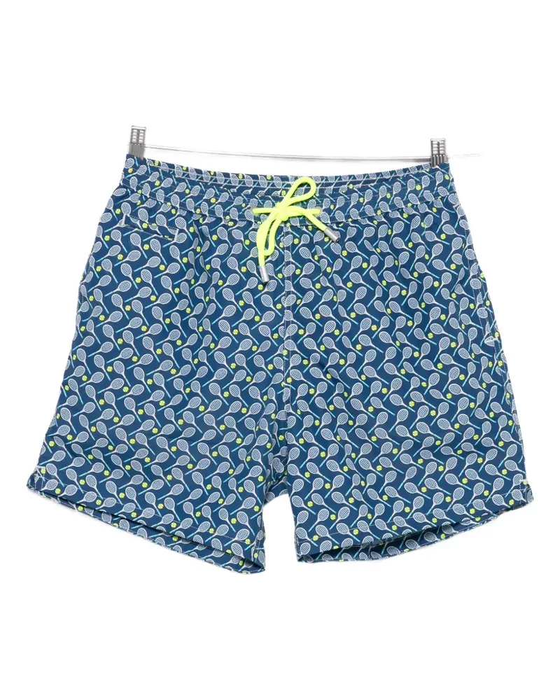 MC2 Saint Barth tennis-cross print swim shorts - Blau Blau