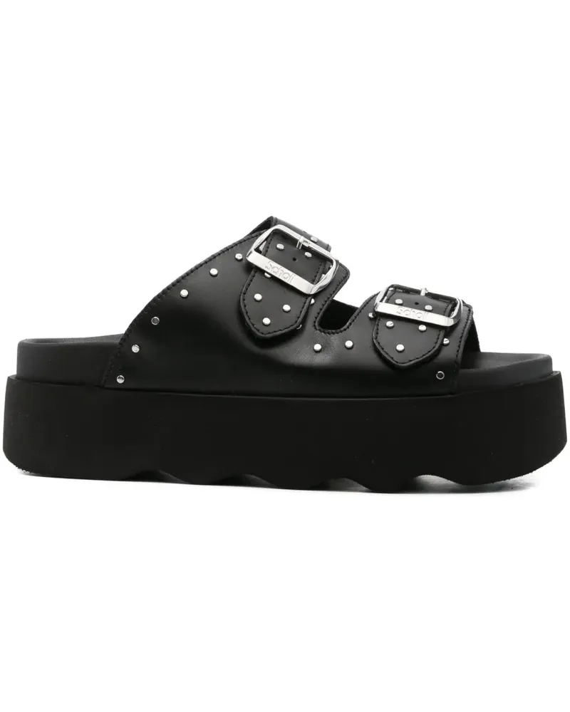 Scholl Beatriz Plateau-Sandalen mit Nieten 40mm - Schwarz Schwarz
