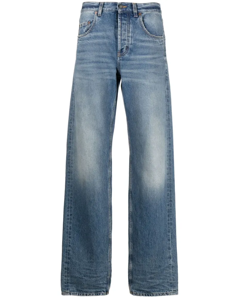 Saint Laurent Weite High-Waist-Jeans - Blau Blau