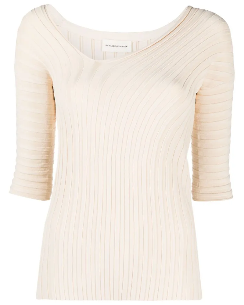 By Malene Birger Asymmetrisches Strickoberteil Nude