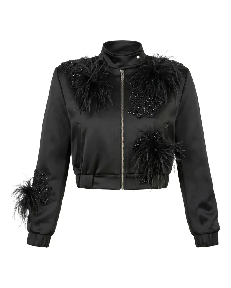 ALMAZ Highway feather-embellished bomber jacket - Schwarz Schwarz