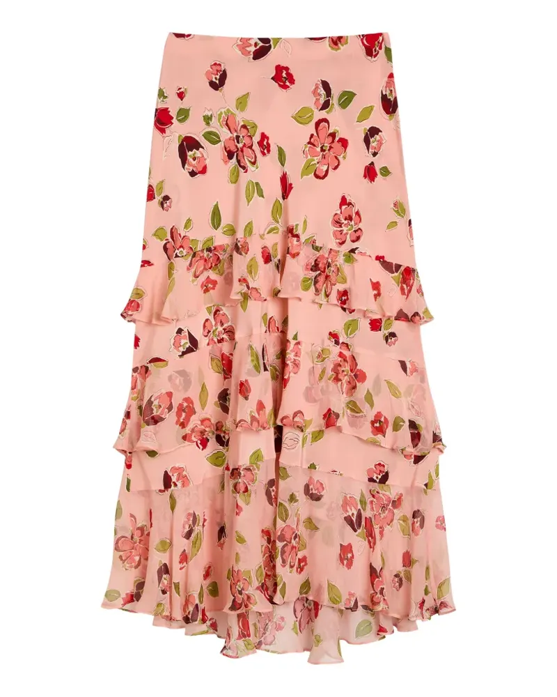 RIXO Preslee floral-pattern midi skirt - Rosa Rosa