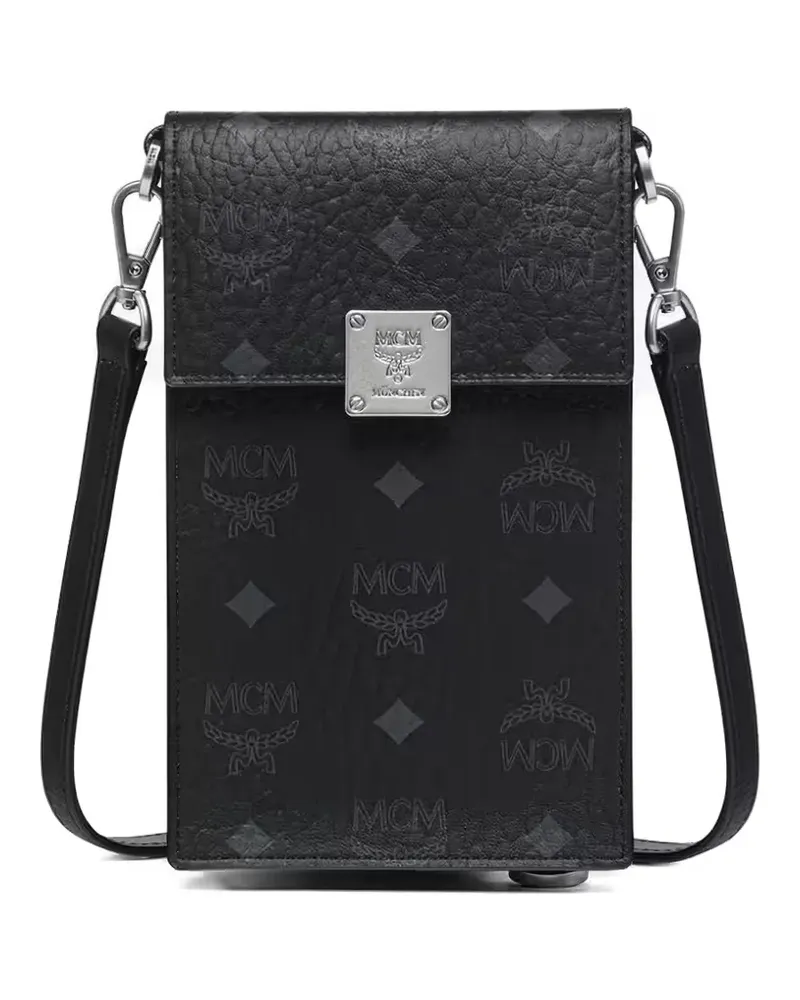 MCM Visetos-print logo-plaque phone wallet - Schwarz Schwarz