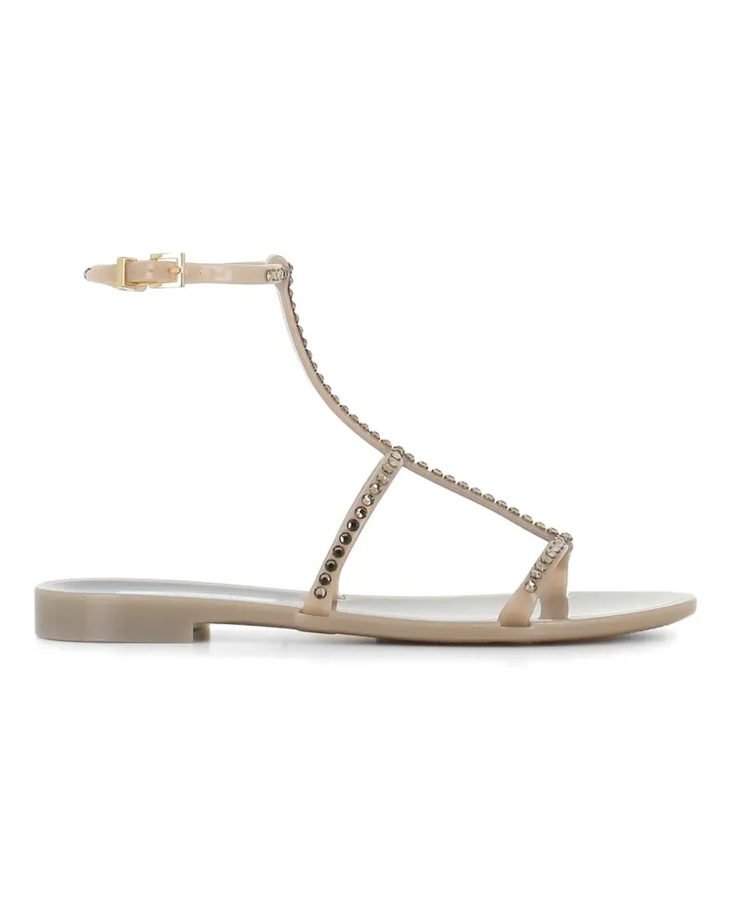 Menghi James crystal-embellished T-bar sandals - Weiß Weiß