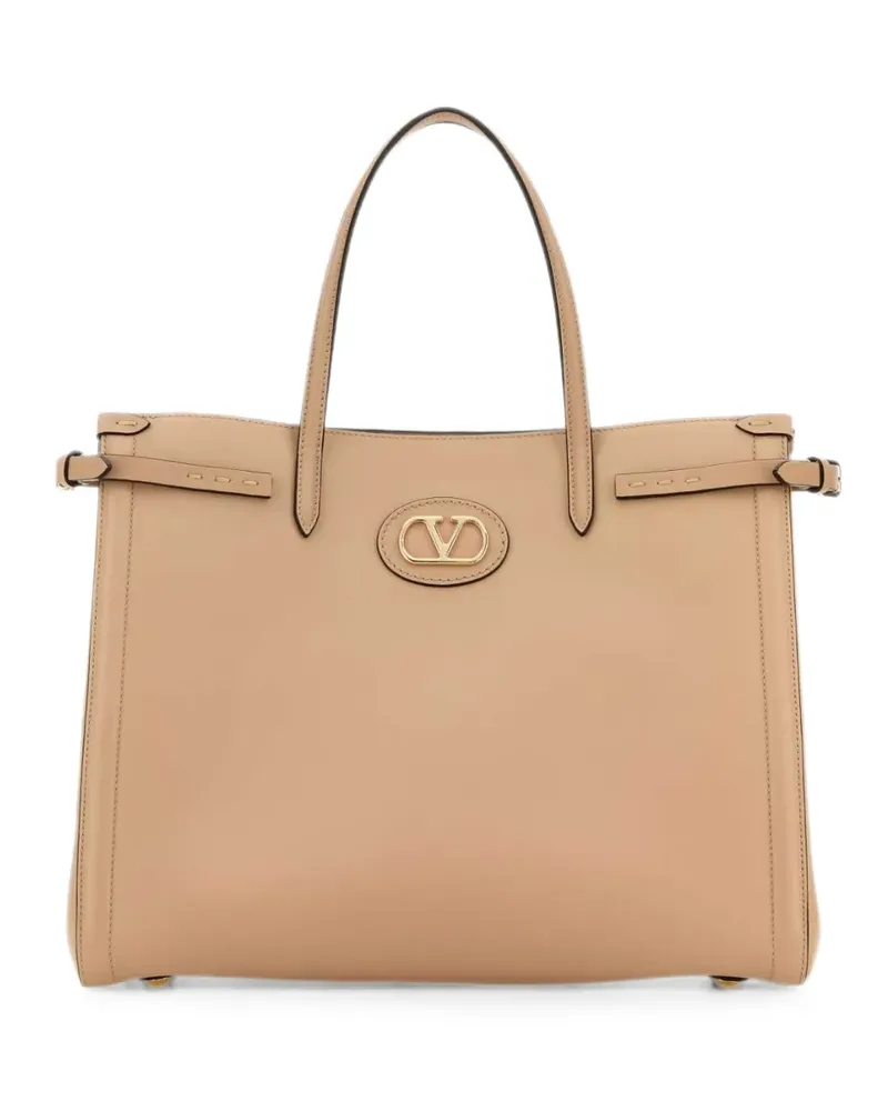 Valentino Garavani VLogo Signature leather tote bag - Nude Nude
