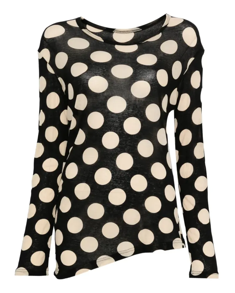 Yohji Yamamoto polka dot long-sleeve top - Schwarz Schwarz