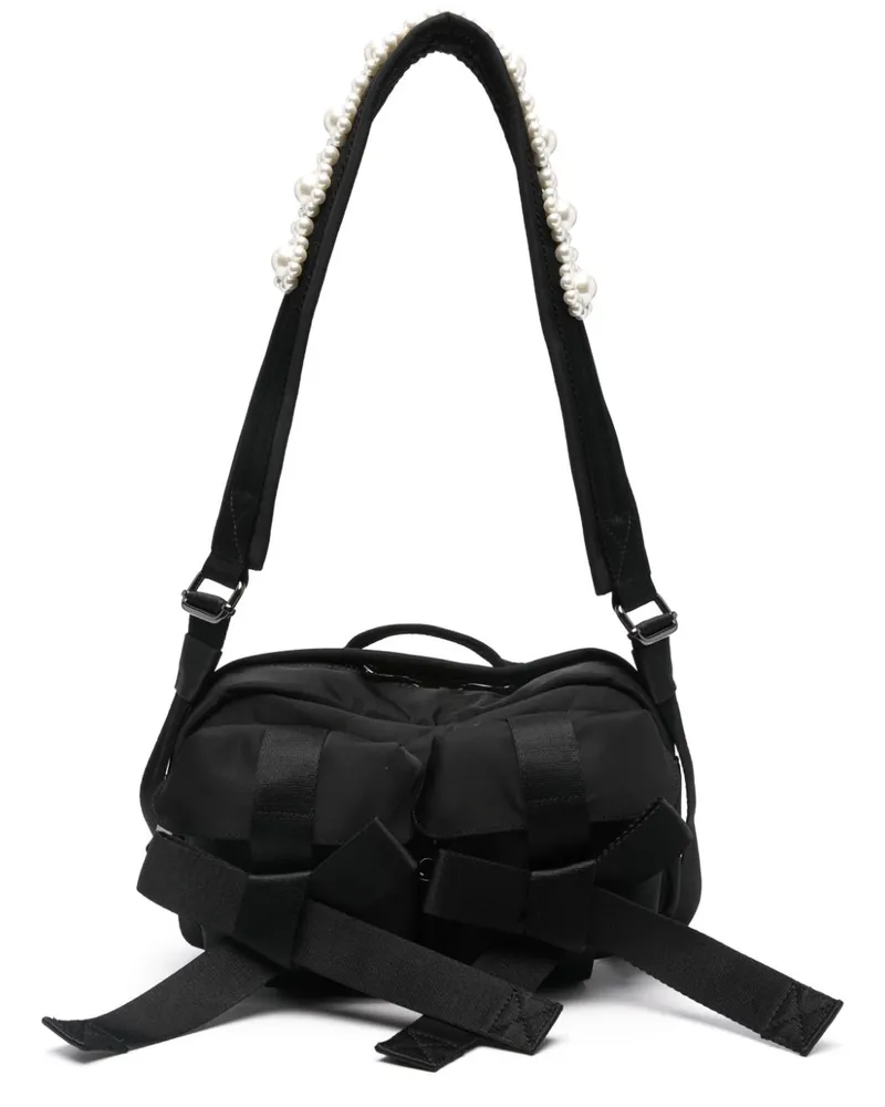 Simone Rocha Classic Bow Kuriertasche mit Schleife - Schwarz Schwarz