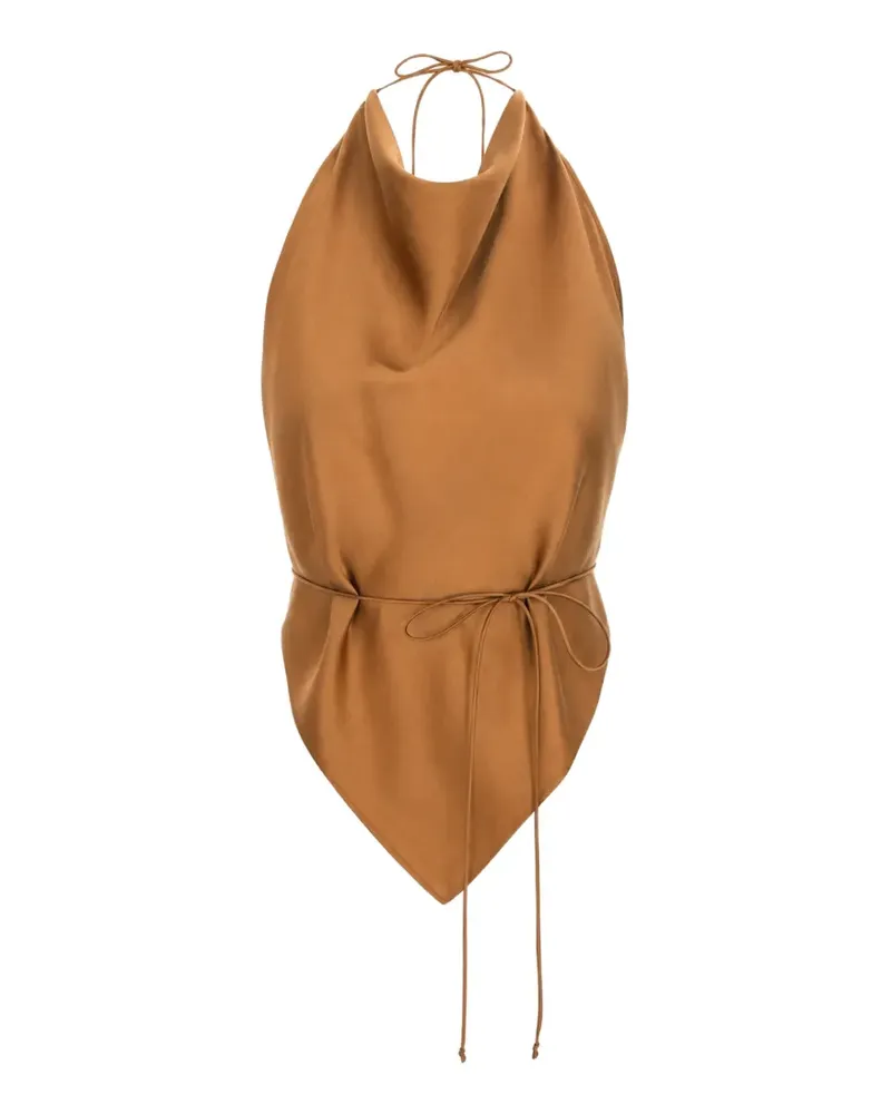MANURÍ Thea 2.6 silk top - Braun Braun