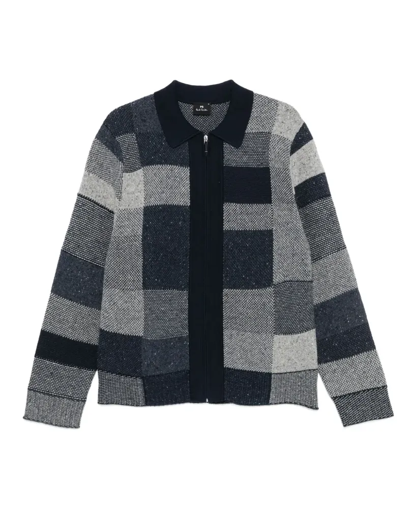 Paul Smith patchwork-design zip-up cardigan - Blau Blau