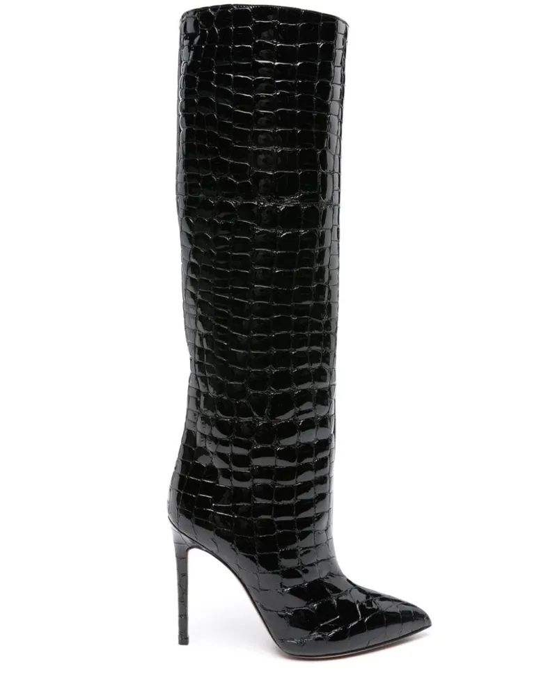 Paris Texas Stiefel mit Kroko-Prägung 115mm - Schwarz Schwarz