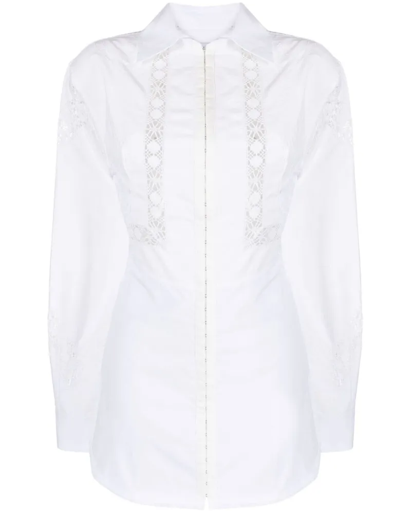 Marine Serre Household Hemdkleid mit Spitze - Weiß Weiß
