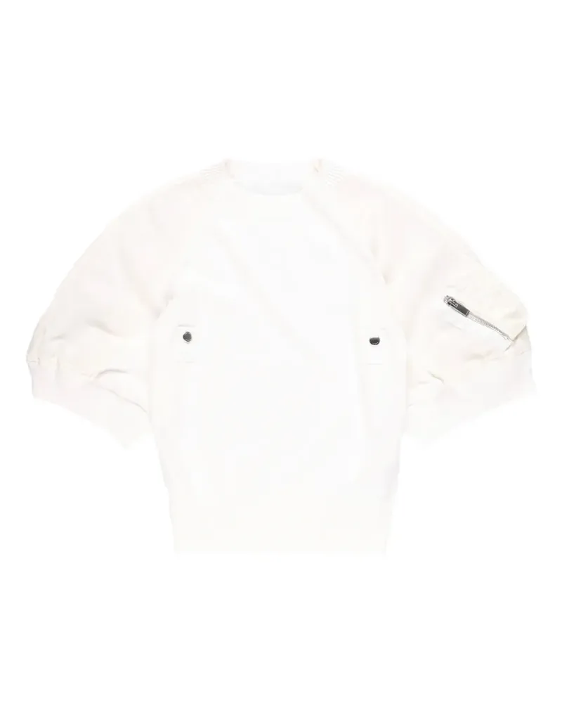 Sacai twill-panelled T-shirt - Weiß Weiß