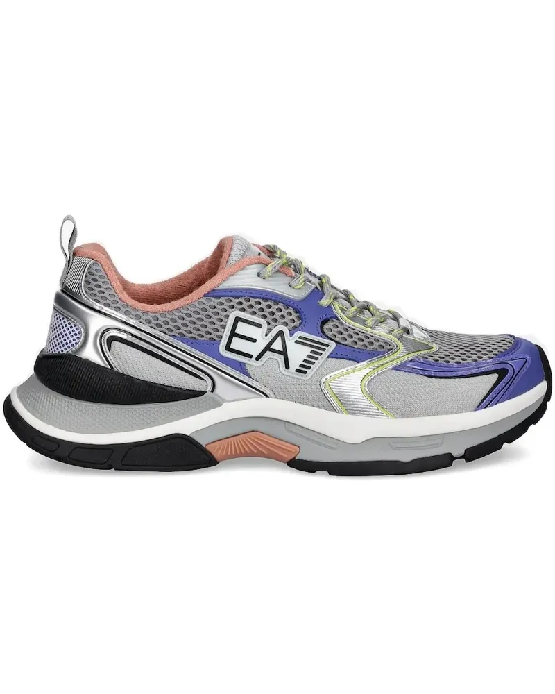EA7 Mesh-Sneakers im Metallic-Look - Grau Grau