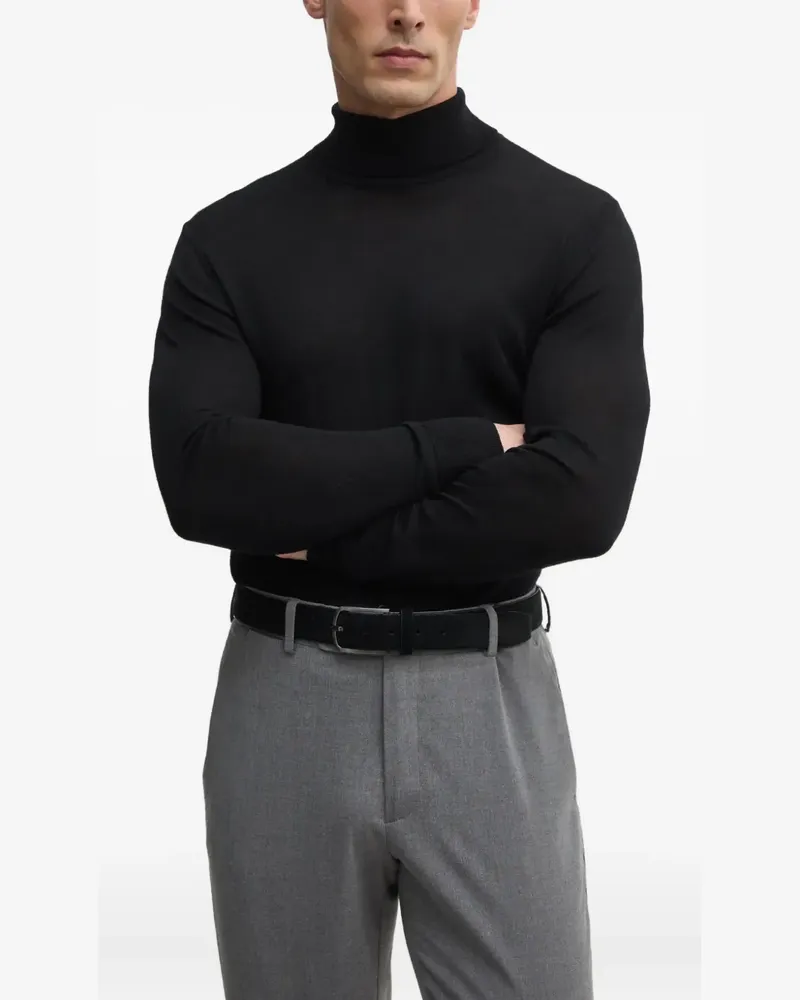 Karl Lagerfeld Rollkragenpullover mit Logo-Schild - Schwarz Schwarz