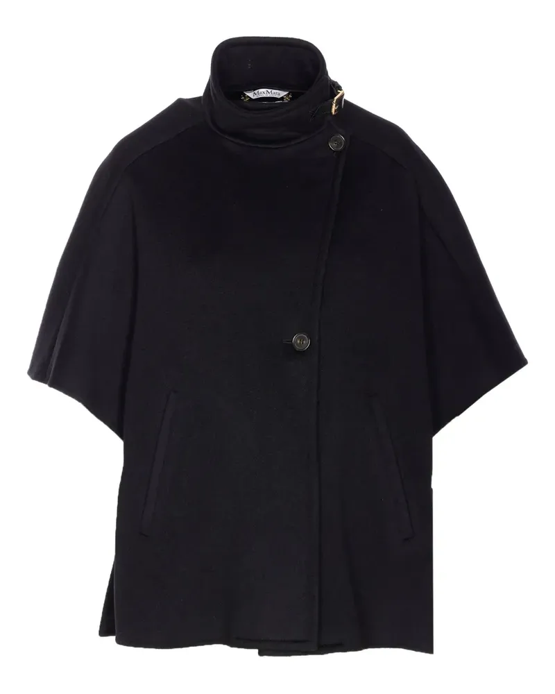 Max Mara Stehkragen-Cape mit Knopfverschluss - Schwarz Schwarz
