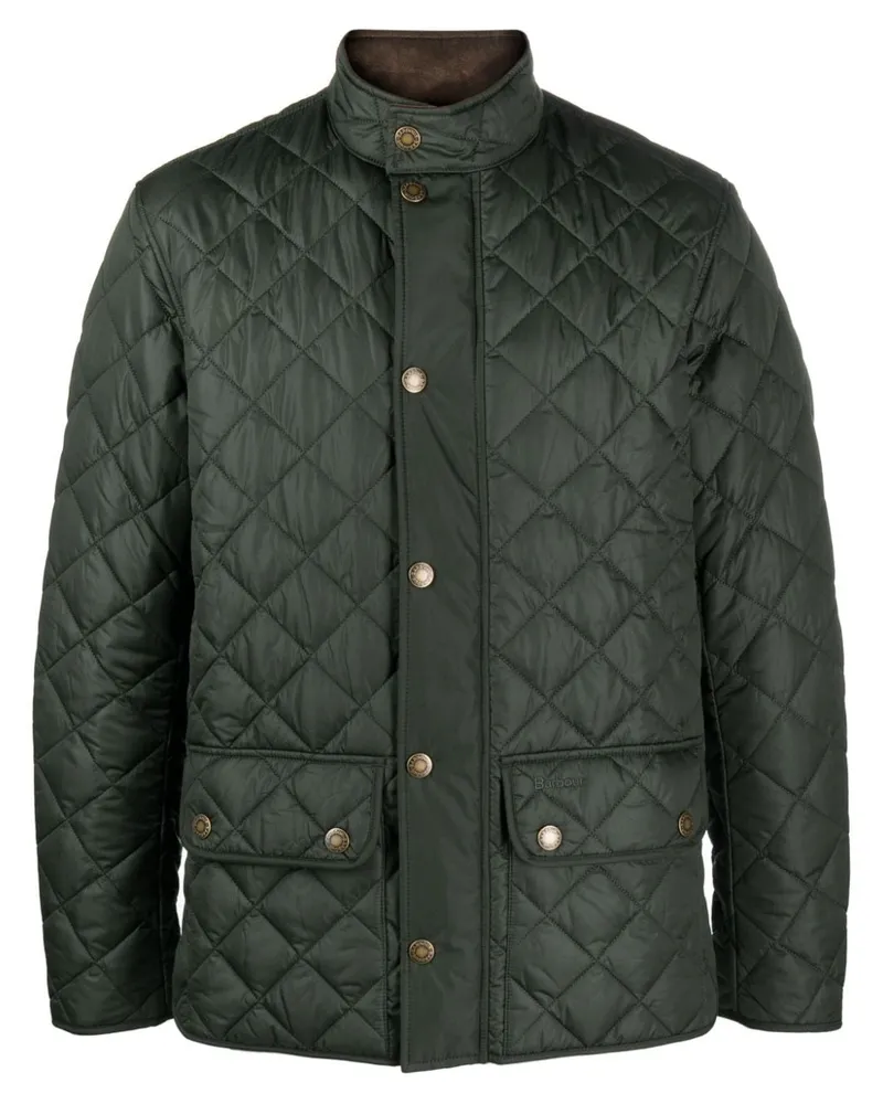 Barbour Gesteppte Jacke mit Knopfleiste Grün