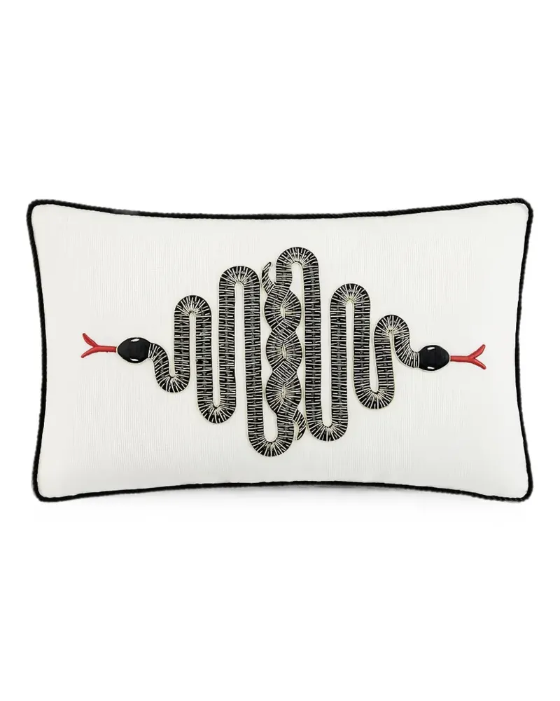 Jonathan Adler Kissen mit Schlangenstickerei - Weiß Weiß