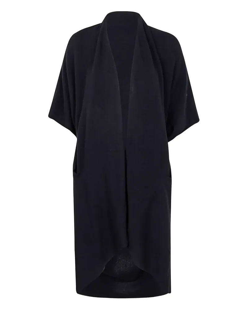 Yohji Yamamoto Kurzärmeliger Cardigan mit Drapierung - Schwarz Schwarz