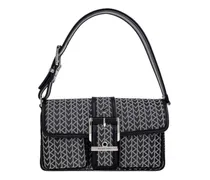 Schultertasche mit Monogramm-Print - Schwarz