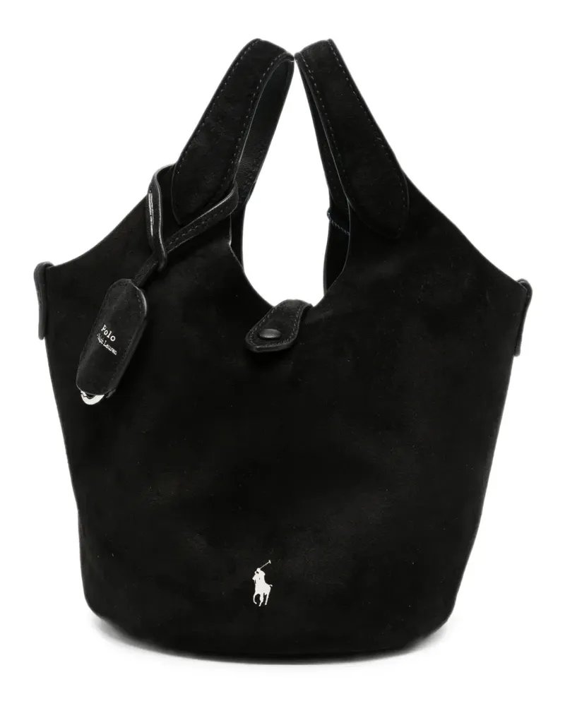Ralph Lauren Tote Bag aus Wildleder mit Logo-Stickerei - Schwarz Schwarz