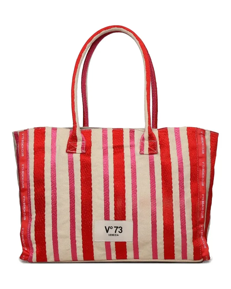 V°73 Gestreifter Shopper - Rot Rot