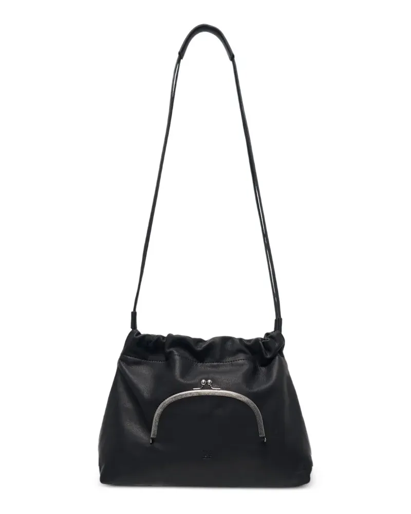 Yohji Yamamoto Schultertasche mit Kordelzug - Schwarz Schwarz