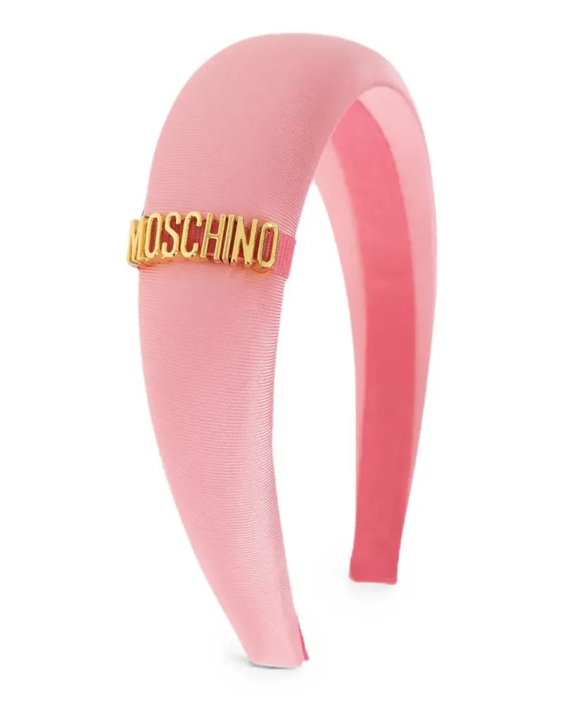 Moschino logo-plaque padded headband - Rosa Rosa