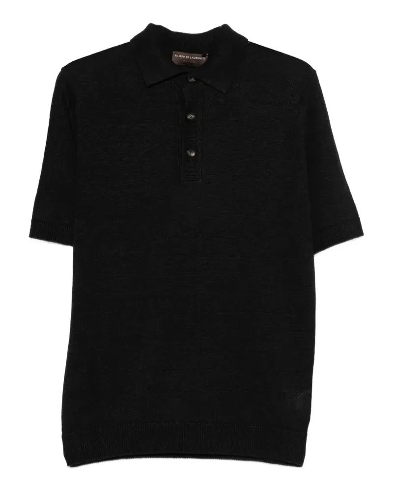 Filippo de Laurentiis Poloshirt mit Kontrasteinsätzen - Schwarz Schwarz