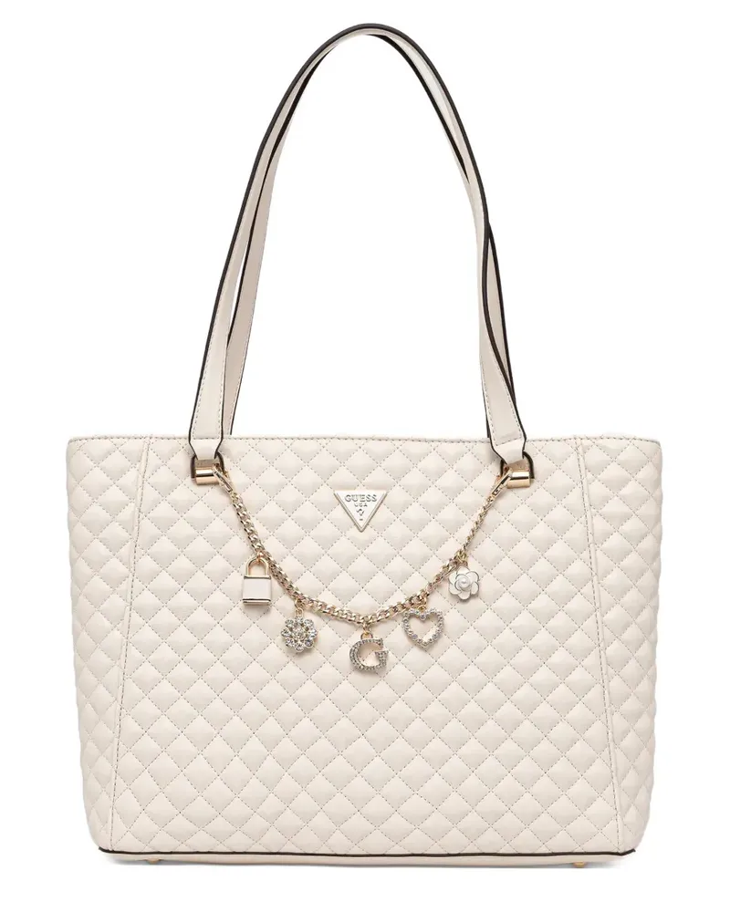 Guess Gesteppter Tote Bag mit Anhängerdetail - Nude Nude