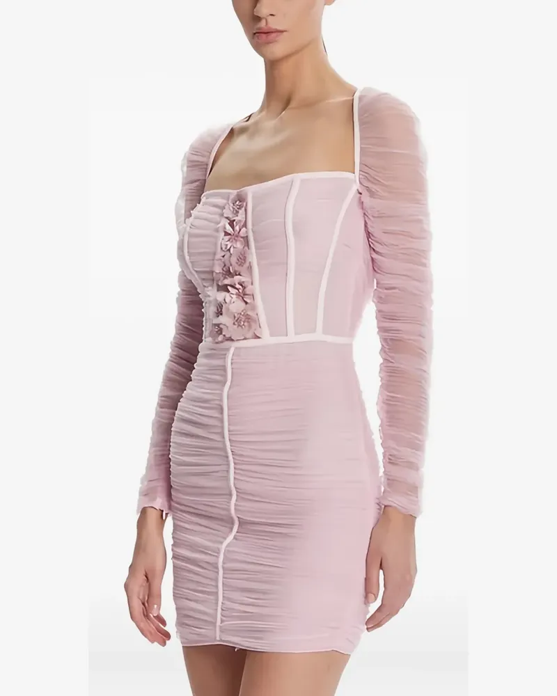 Elisabetta Franchi Tüllkleid mit 3D-Blumen - Rosa Rosa