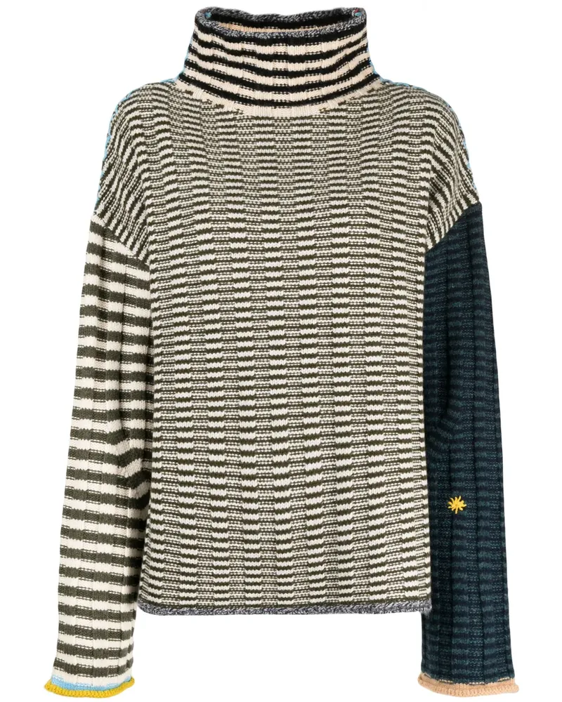 YANYAN KNITS Rollkragenpullover mit Logo-Stickerei - Mehrfarbig Mehrfarbig