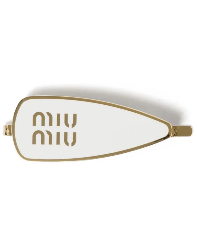Miu Miu Haarspange mit Logo - Weiß Weiß