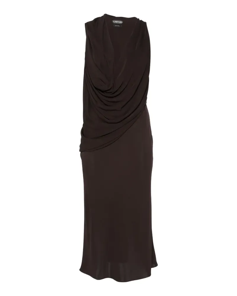 Tom Ford draped plunging-neck midi dress - Braun Braun