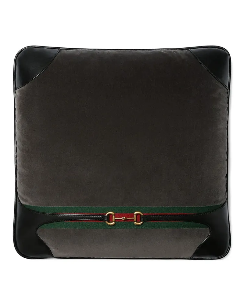 Gucci Horsebit Kissen aus Samt (42x42cm) - Grau Grau