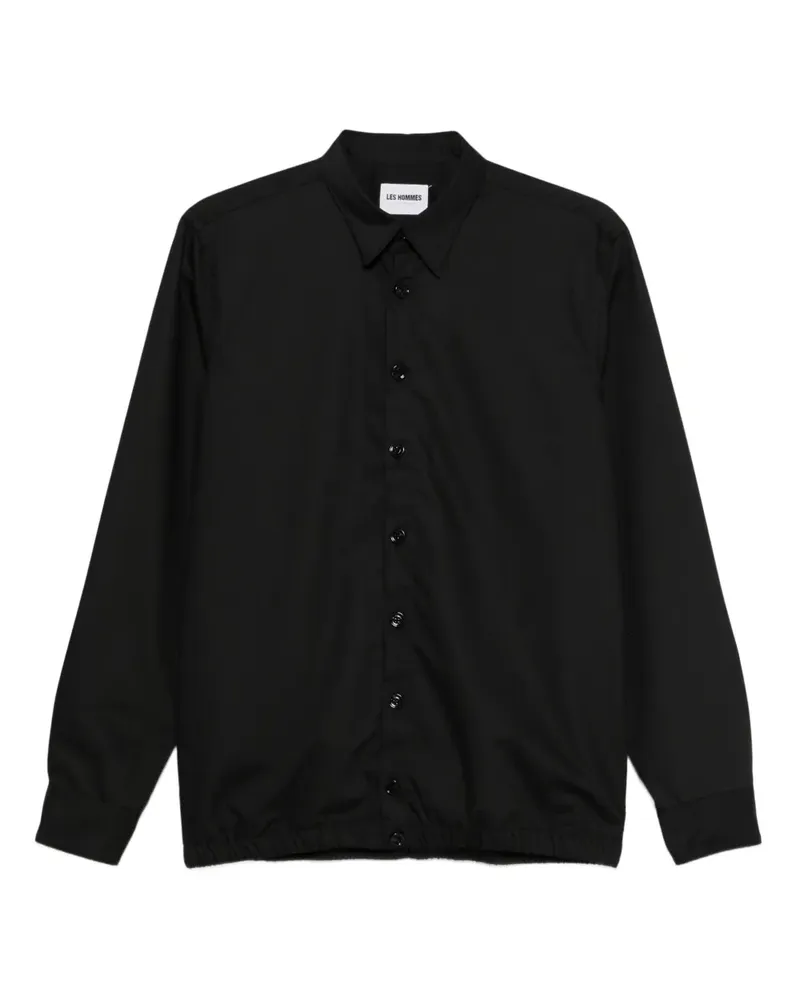 Les Hommes Button-down-Hemd mit elastischem Saum - Schwarz Schwarz