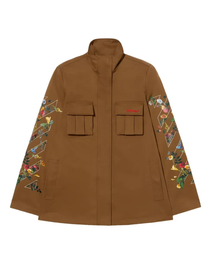 OFF-WHITE Aarrow Twill-Jacke mit Blumen - Braun Braun