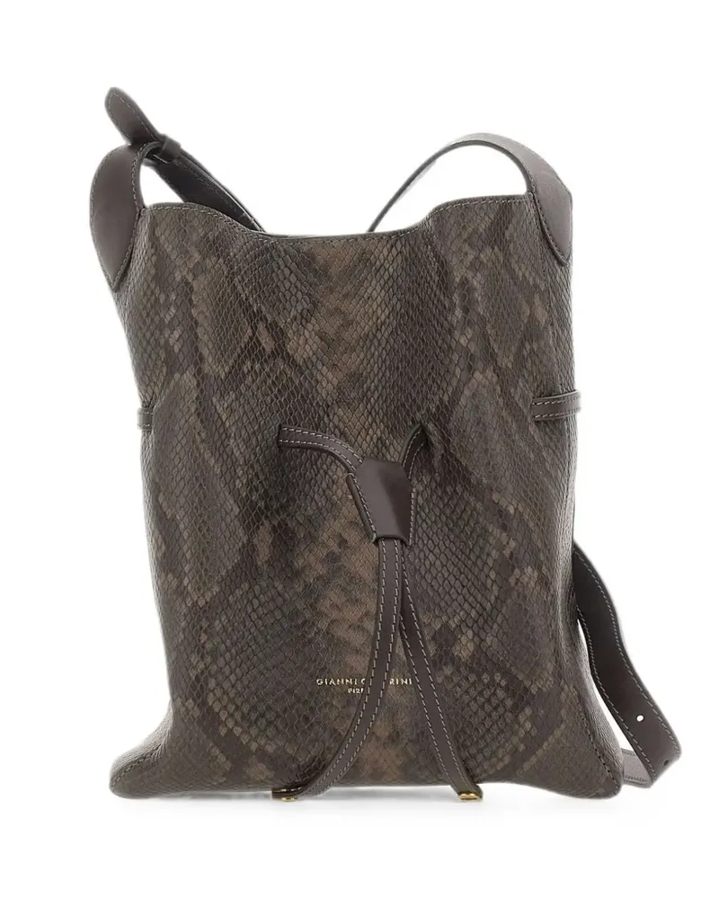 Gianni Chiarini Sienna python-print leather shoulder bag - Braun Braun