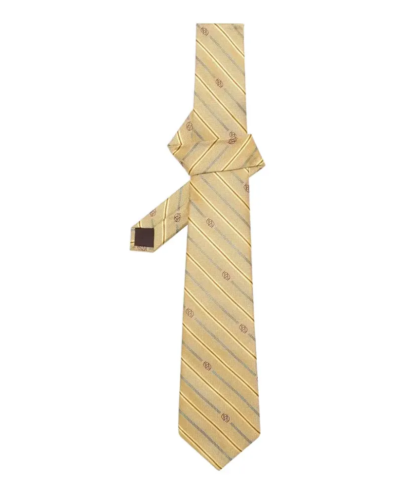 Drôle de Monsieur striped monogram tie - Nude Nude