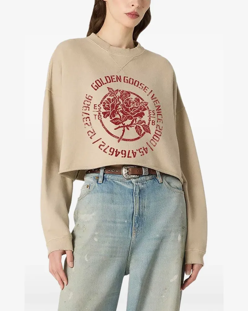 Golden Goose Cropped-Pullover mit Logo - Braun Braun